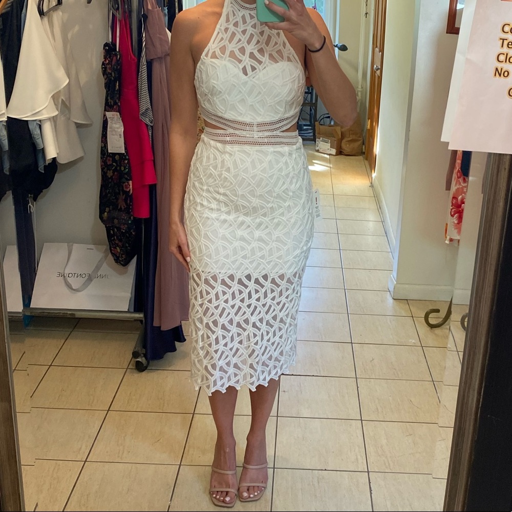 White Bardot Midi Dress